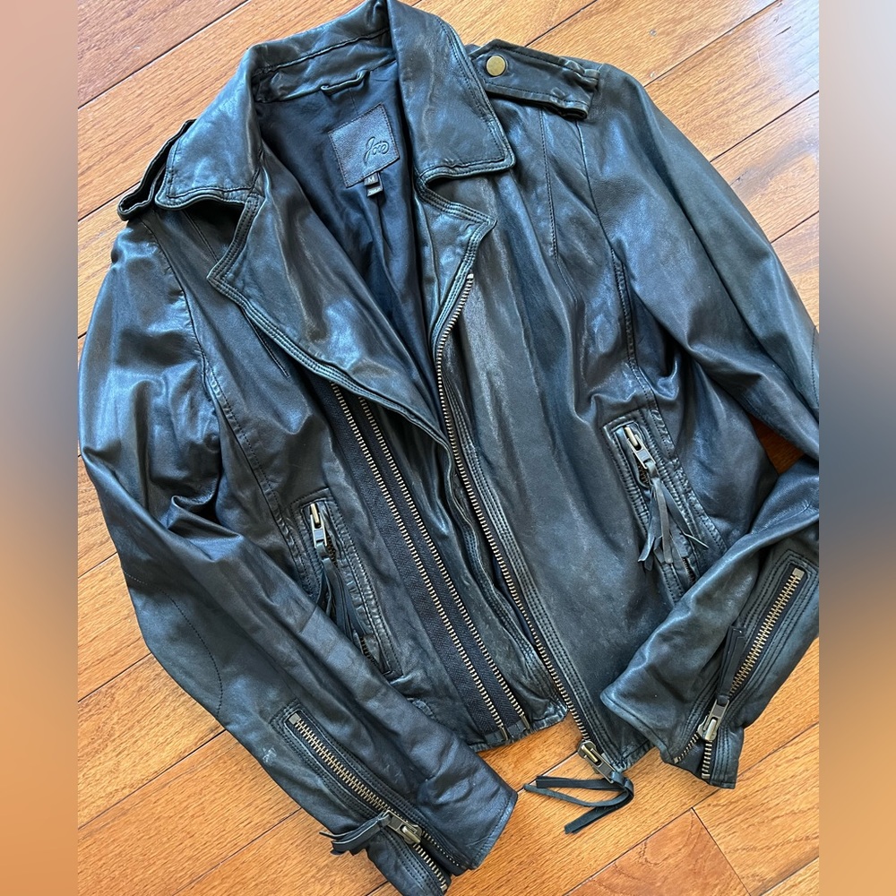 JOIE LAMB LEATHER BLACK JACKET